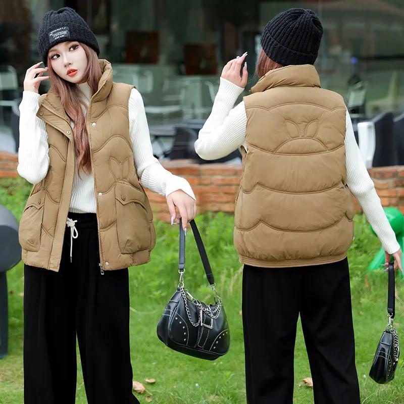 Winter Sleeveless Down Vest for Women Stand-up Collar Warm Tank Top Casual Light Outerwear Vest