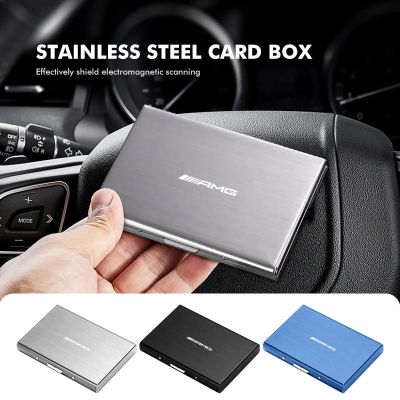 Car ID Bank Card Business Card Stainless Steel Storage Case For Mercedes Benz AMG A B C E S G Class A180 CLK CLA GLE GLC W212