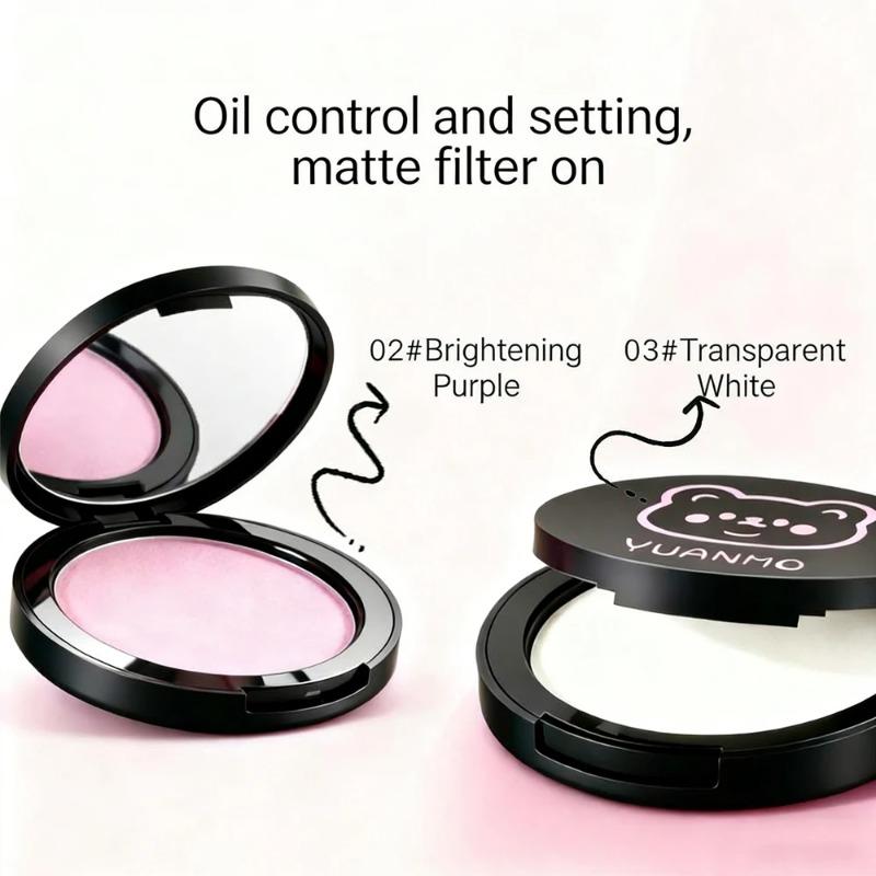 Transparent White Oil Control Pressed Powder Silky Soft Focus Concealer Brighten Modify Dull Skin Face Foundation Makeup