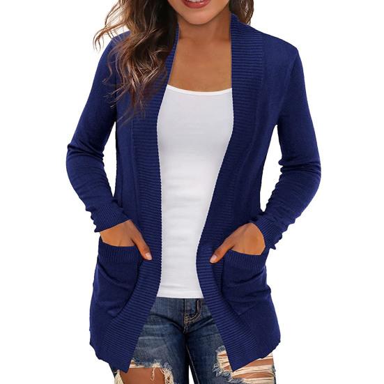 Кардиган Теплый с Открытой Передней Частью Повседневный Вязаный Осень Зима Женский Кардиган для Свиданий