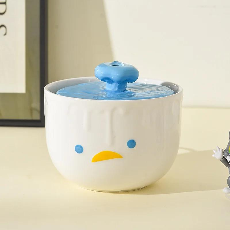 Керамический диспенсер для воды для домашних животных, креативный автоматический питьевой фонтанчик в форме утки, миска для кошек и собак, миска для кошек