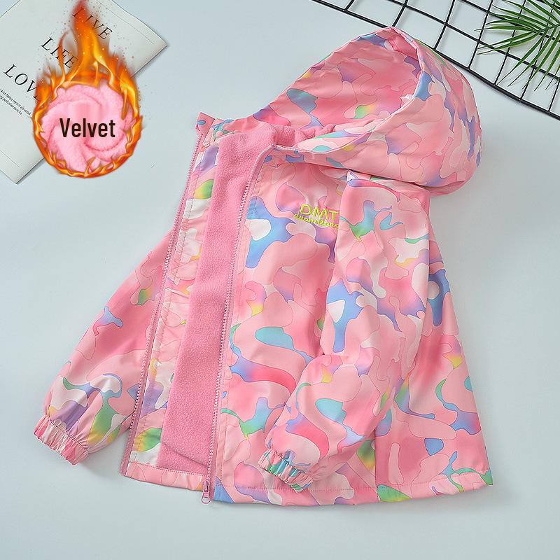 Girls' Korean Style Fleece-Lined Windbreaker - Autumn/Spring Fashion