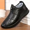 Warm Fleece-Lined Mid-Top Men's Winter Walking Shoes - Casual Solid Color Slip-On Sneakers with Round Toe and Anti-Slip PU Sole for Daily Use