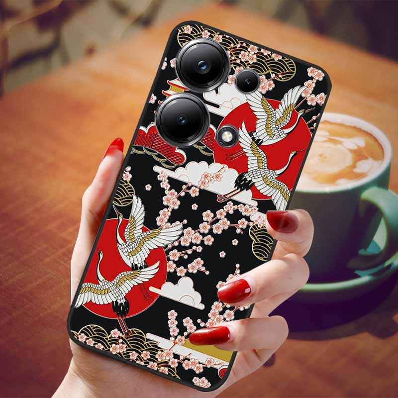 For Redmi Note 13 Pro 4G Case Flower 3D Relief Silicon Soft Phone Back Cover for Xiaomi Redmi Note13 Pro 4G Protection Shell TPU