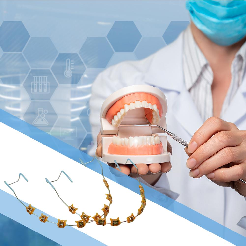 2 шт. Цветные стоматологические декоративные брекеты с коробкой для хранения Ортодонтические металлические дуги Брекет Мультяшный узор для ежедневной защиты зубов