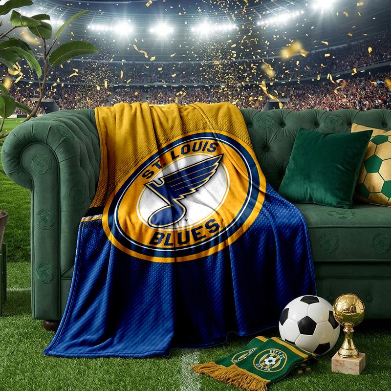 Louis Blues Hockey Team Throws Blanket Flannel Blankets Plush for Couch Bed Gifts for Men Women Travel picnic blanket Christmas fan gifts