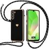 Protective Case - BOOLING - for Samsung Galaxy A26 5G - Durable Silicone - Heart Pattern - with Black Lanyard