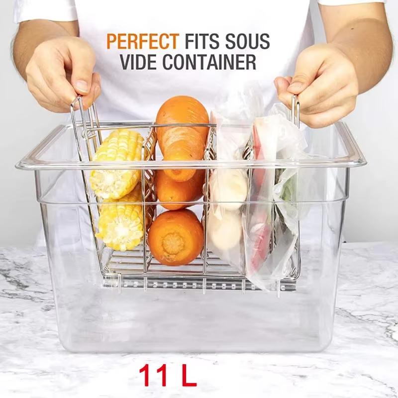 Sous Vide Cooker Machine 11L Container with Stainless Steel Rack Detachable Dividers Separator Slow Cooker Kits Accessories