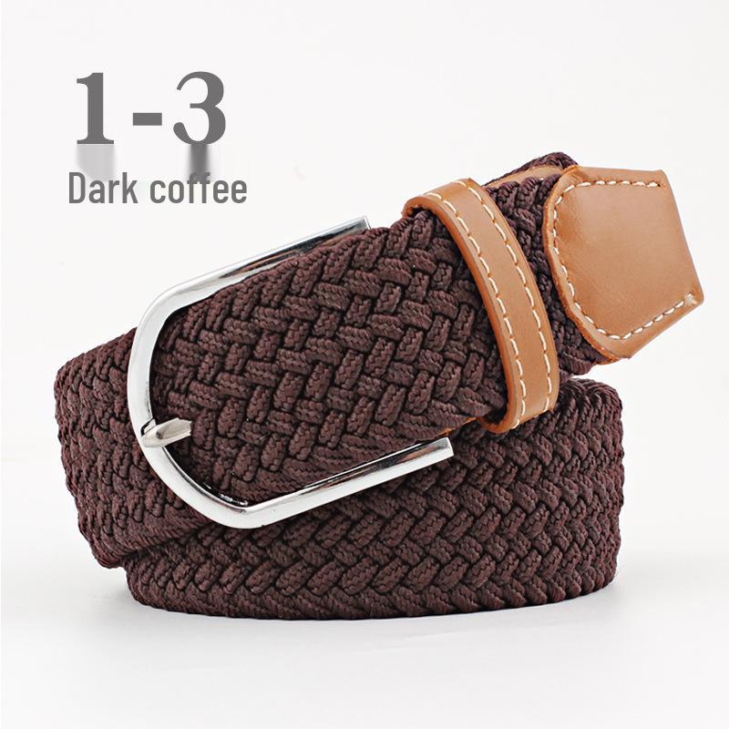 Korean Style Elastic Braided Canvas Belt with Pin Buckle for Men and Women