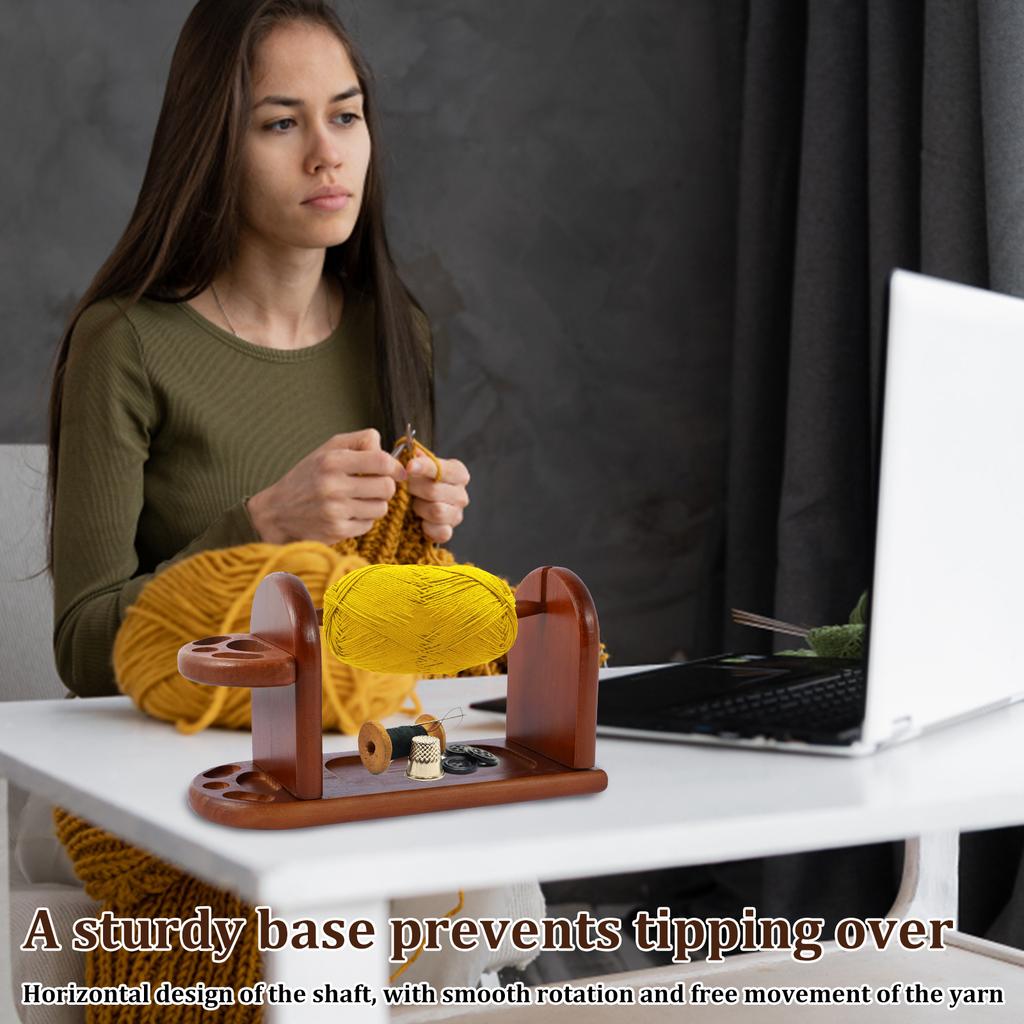 Деревянный держатель пряжи, инструменты для прядения и вязания, держатель пряжи для вязания крючком, вращающаяся магнитная катушка для ниток, моталка для шерстяных клубков, вращающаяся прялка