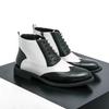 Men Brogues Boots Motorcycle Casual Ankle Boots Wingtip Dress Formal High Top Black White Leather Boots Over Sized