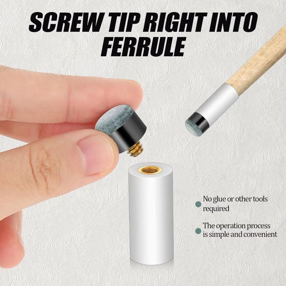 10 Sets Brass Screw Pool Cue Stick Tips 12mm/13mm Billiards Head Cover Snooker Supplies