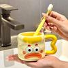 Милый мультяшный керамический стакан для полоскания рта, бытовой стакан для чистки зубов, емкость для зубной пасты для пары, стакан для полоскания рта для детей, высококачественные стоматологические принадлежности
