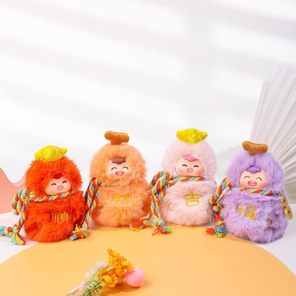 Kawaii Plush Doll Keyring Ornaments Good Luck Pendant Creative Mini Gourd Keychain  for Lovers