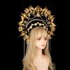 Exaggerated Oversized Sun Goddess Angel KC Halo Crown Queen Headpiece Gold  Baroque Pearl Tiara  Lolita Headband for Photo Prop