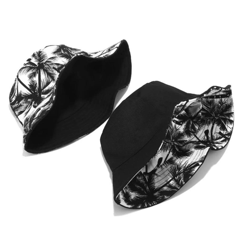 Breathable Double-sided Fisherman's Hat Black White Panama Sun Hat Beach Hiking Fishing