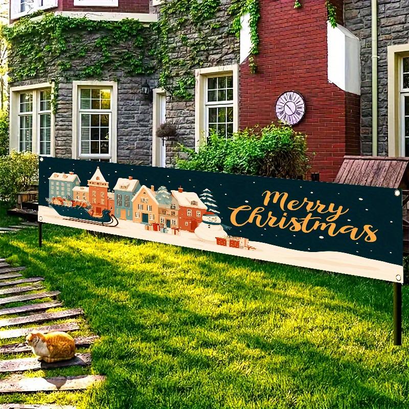 Christmas Fence Banner, Gingerbread House Snowman Sled and Gifts, Wishing You a Joyful Christmas Decor