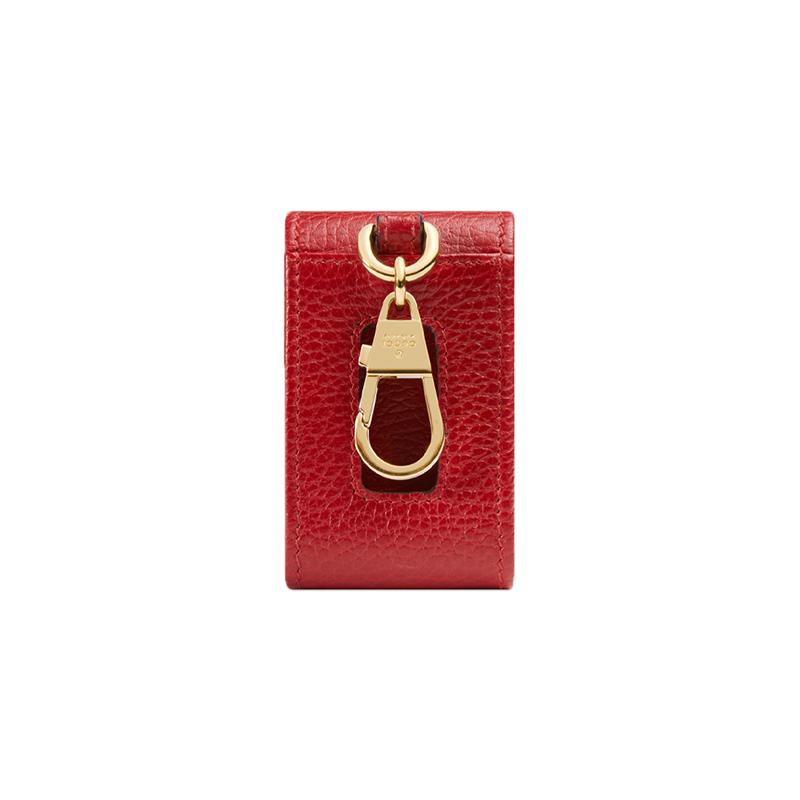 Gucci Marmont Gold Label Logo Leather Charm Key Case Wallet Women's Red