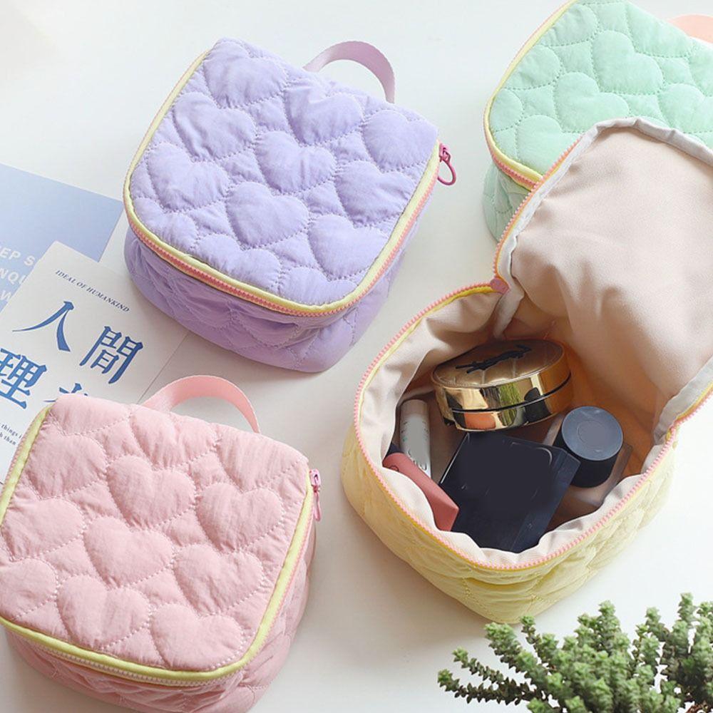 Lovely Love Heart  Cosmetic Bag INS Makeup  Bag  Earphones Lipstick Sanitary Napkins