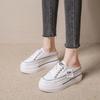 New Versatile Heelless Little White Shoes Thick Sole Inner Height Increase Bag Head Half Slippers Women's College Style Sandals 2025