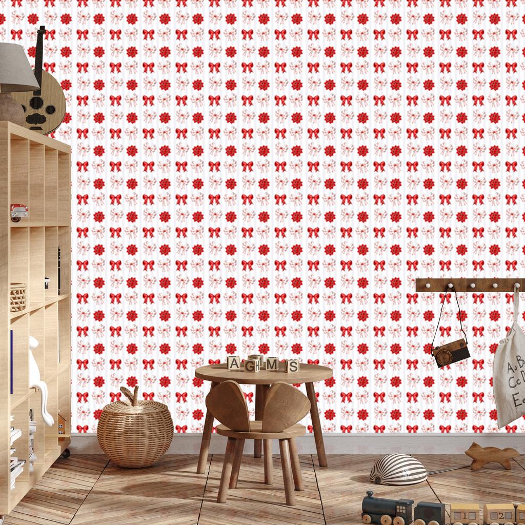 Christmas wallpaper mint white and coral motifs 50x1000