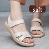 Women's Summer Velcro Flat Heel Sandals - Lightweight, Comfortable, Versatile Outdoor Wear for Middle-Aged and Elderly