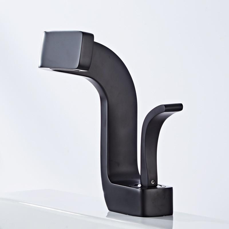 Brushed Gold Basin Faucets Modern Black Gold Bathroom Mixer Tap Brass Washbasin Faucet  Hot and Cold Elegant Crane For Bathroom