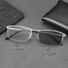 Color Changing Myopia Glasses For Men Anti Blue Light Ultra Light Business Half Frame Men'S Glasses Trendy Photochromic Eyewear