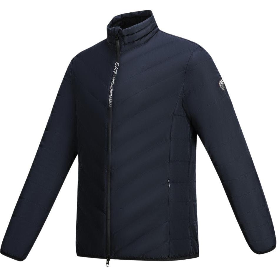 Emporio Armani EA7 Осень/Зима 24 Однотонная куртка-пуховик с воротником-стойкой, на молнии, с длинным рукавом, мужская верхняя одежда, Темно-синий 8NPB13-PNE1Z-24F-1562