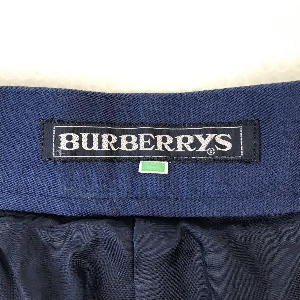Burberry S 80-90-е Винтажные Хлопковые Брюки с Высокой Посадкой 9AR S 71см Шаговый Шов Темно-синий(ИСПОЛЬЗОВАЛ)