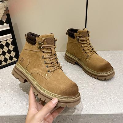 Ретро Обувь, Женские Ботинки, Женские Ботильоны на Толстой Подошве, Увеличивающие Рост, Рабочие Ботинки