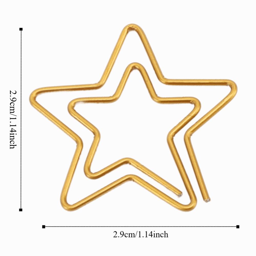 100PCS Gold Color Cute Paper Clips Star Shaped Metal Paper Clips Decorative Paper Clips  Home