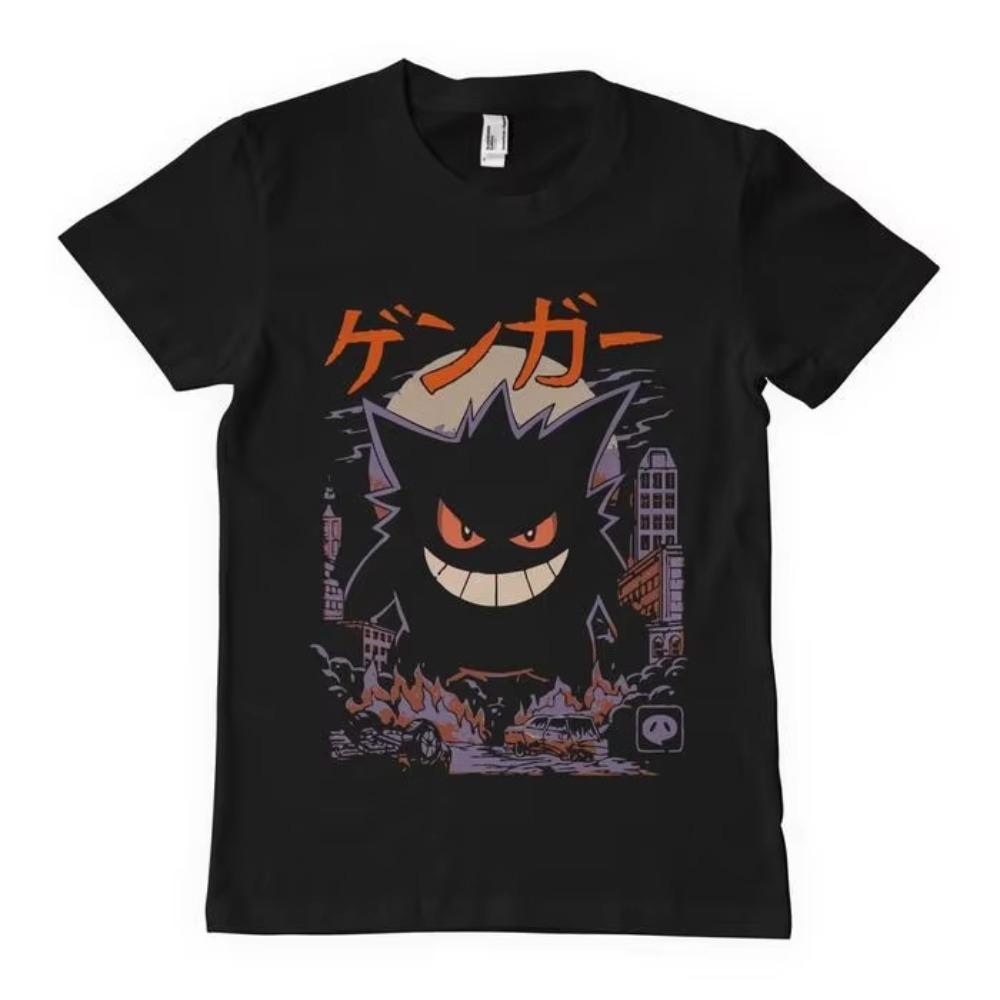 2025 Summer Pokmon Anime Gengar Kaiju Cotton Printed Tshirt Unisex Harajuku Loose Soft Cotton Casual Shortsleeved Top