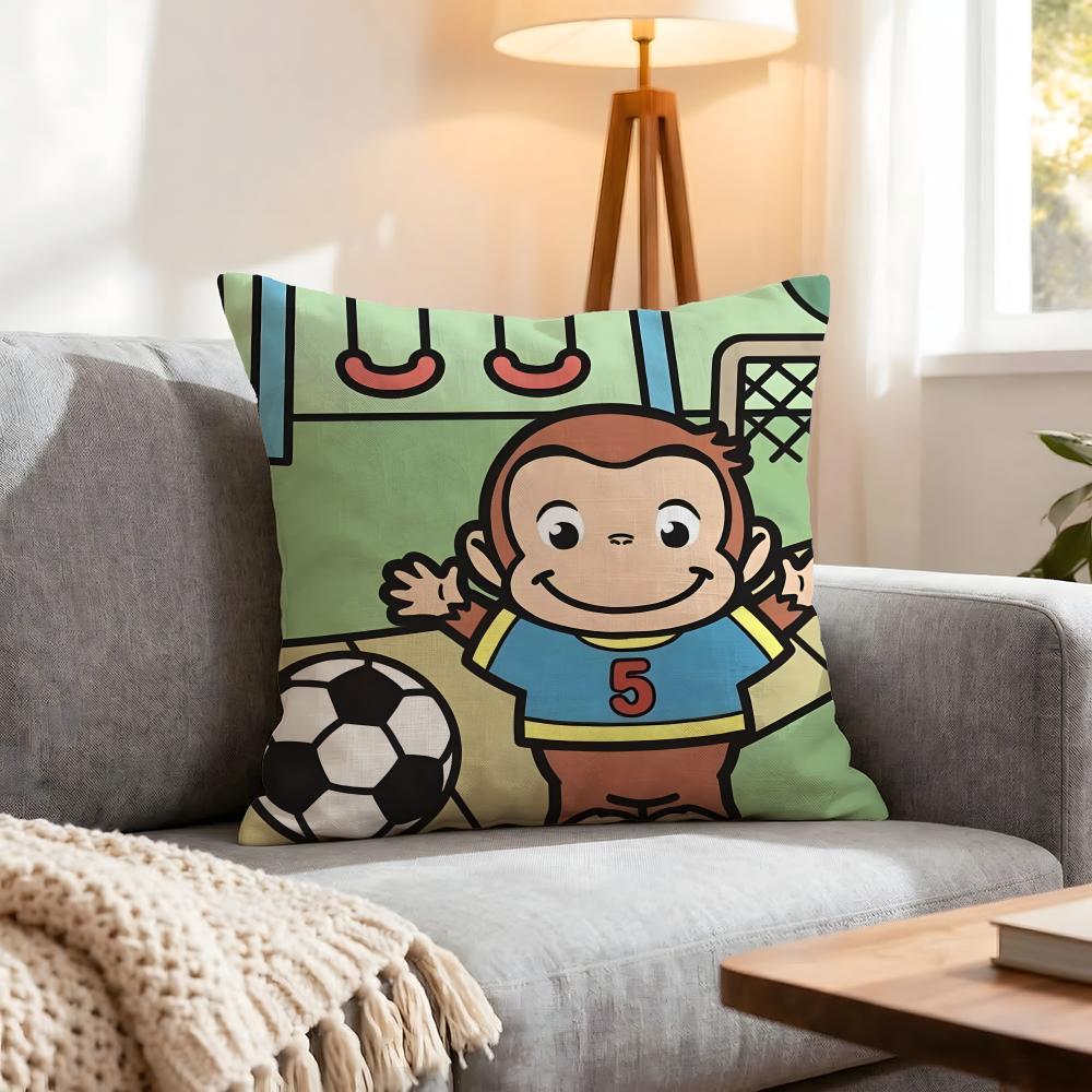 Cartoon Curious George Cushion Cover 1Pcs Decorative Covers Soft Cushion Case For Sofa Couch Decor 40X40 45X45 Pillowcases