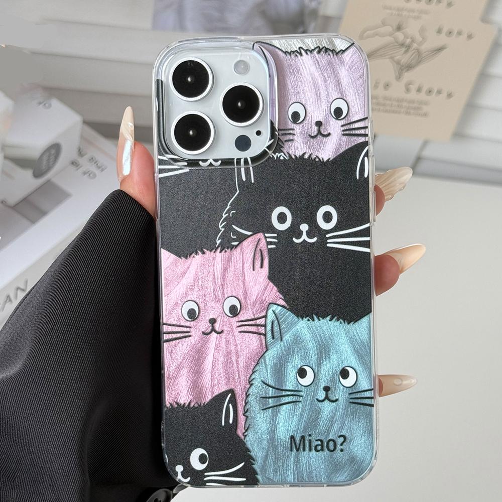 Многочисленные Градиентные Цветные Чехлы для Телефона с Кошками Для Samsung Galxy A56 A26 A36 A16 A55 A35 A15 A25 S25 Силиконовый Парный Чехол