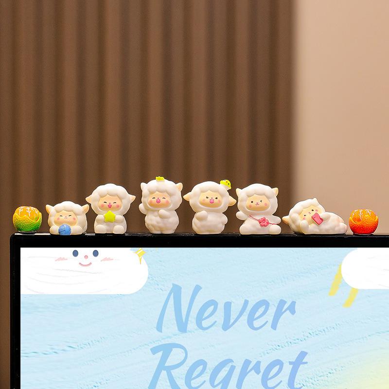 Cute Computer Display Screen Decoration New Handcrafted Desk Ornaments Mini Cartoon DollsOffice EssentialsLittle Sheep