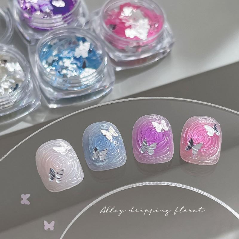 High Shiny Round Tail Butterfly Nail Art Sequins Macaron Ultra-thin Iridescent Decorations