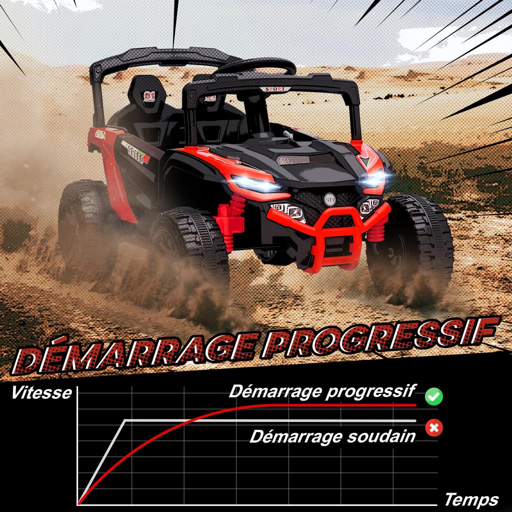 Children's electric UTV car, children's electric buggy 12V 2 motors, remote control, LED, music, horn, 3-8 years, red