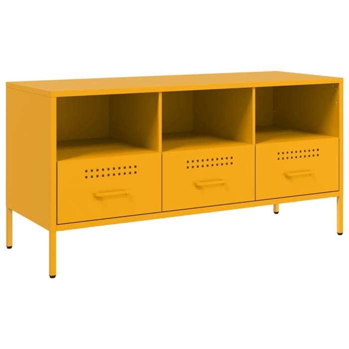 VidaXL Meuble TV, Armoire de Télévision avec Pieds, Support Télé avec Rangement Salon Salle de Séjour, Jaune Moutarde 843039