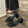 Sandals Women's Summer 2025 Fashion Versatile Gentle Retro Thick Heel Non-slip Word with High Heels Summer Square Head