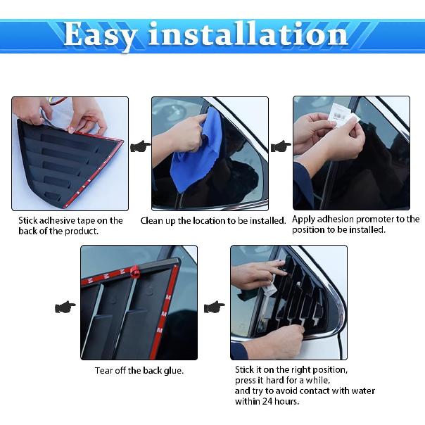 For KIA K5 2024 2023 2022 2021 Exterior Accessories Sporty Car Rear Side Window Louvers Air Vent Scoop Shades Cover Trim Blinds 2PCS(Bright Pitch