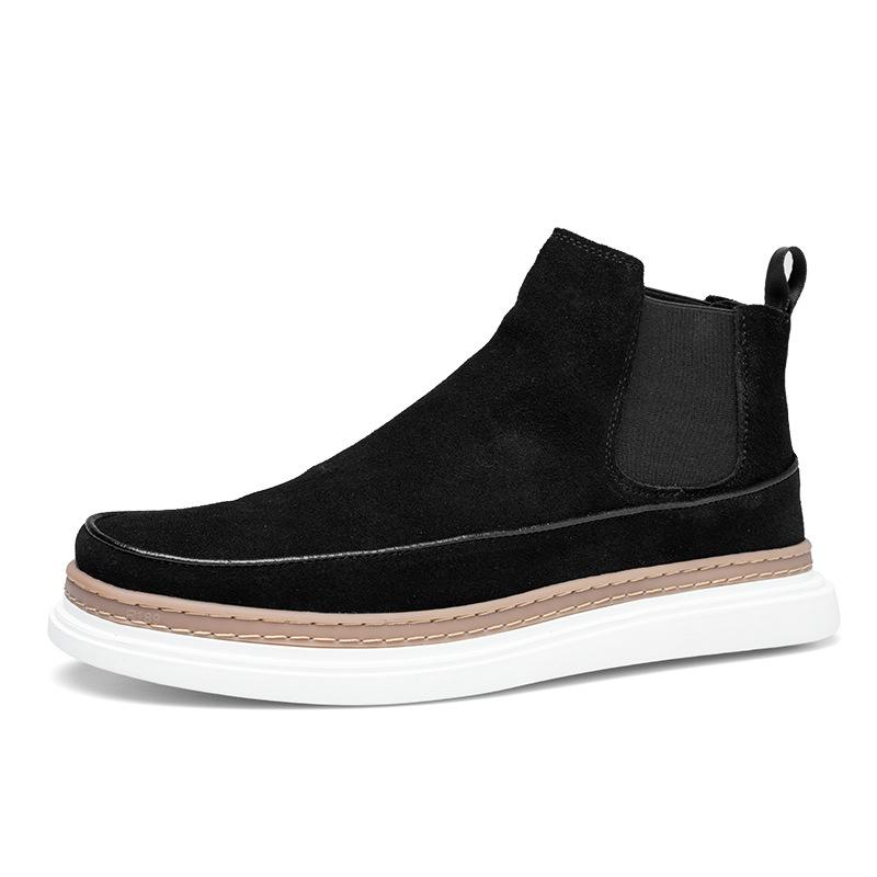 2025 прямая поставка зимние новые бархатные ботинки челси мужские кожаные короткие ботинки британские матовые ботинки мартин