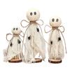 3Pcs Rustic Halloween Ghost Decor Handcrafted Wooden And Fabric Ghost Figurines 3 Sizes Farmhouse Style Shelf Decorations Party Supplies
