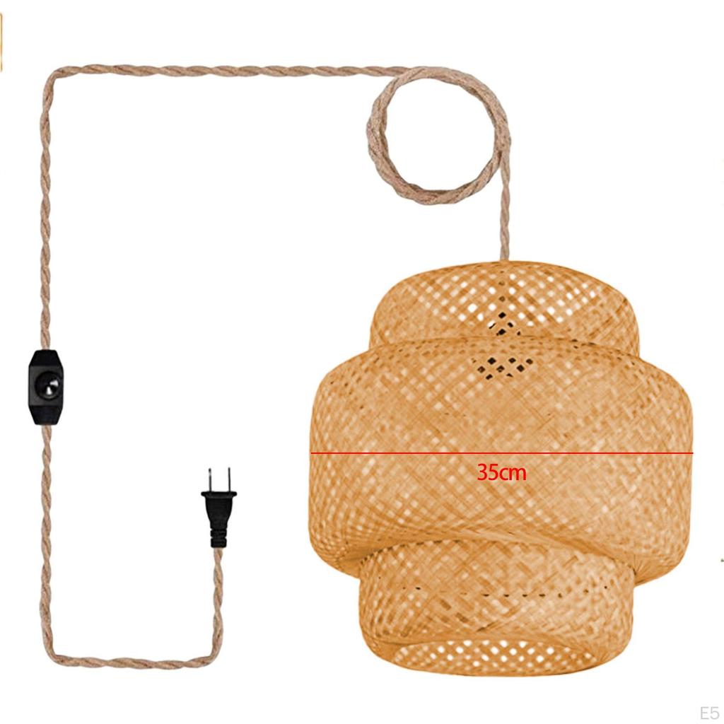 Бамбуковый подвесной светильник с простым подключением, элегантная подвесная лампа для столовой