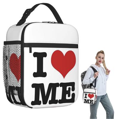 Изолированная сумка-ланчбокс I Love Me для женщин и детей, портативные контейнеры для еды, термосумка для обеда, сумка-тоут