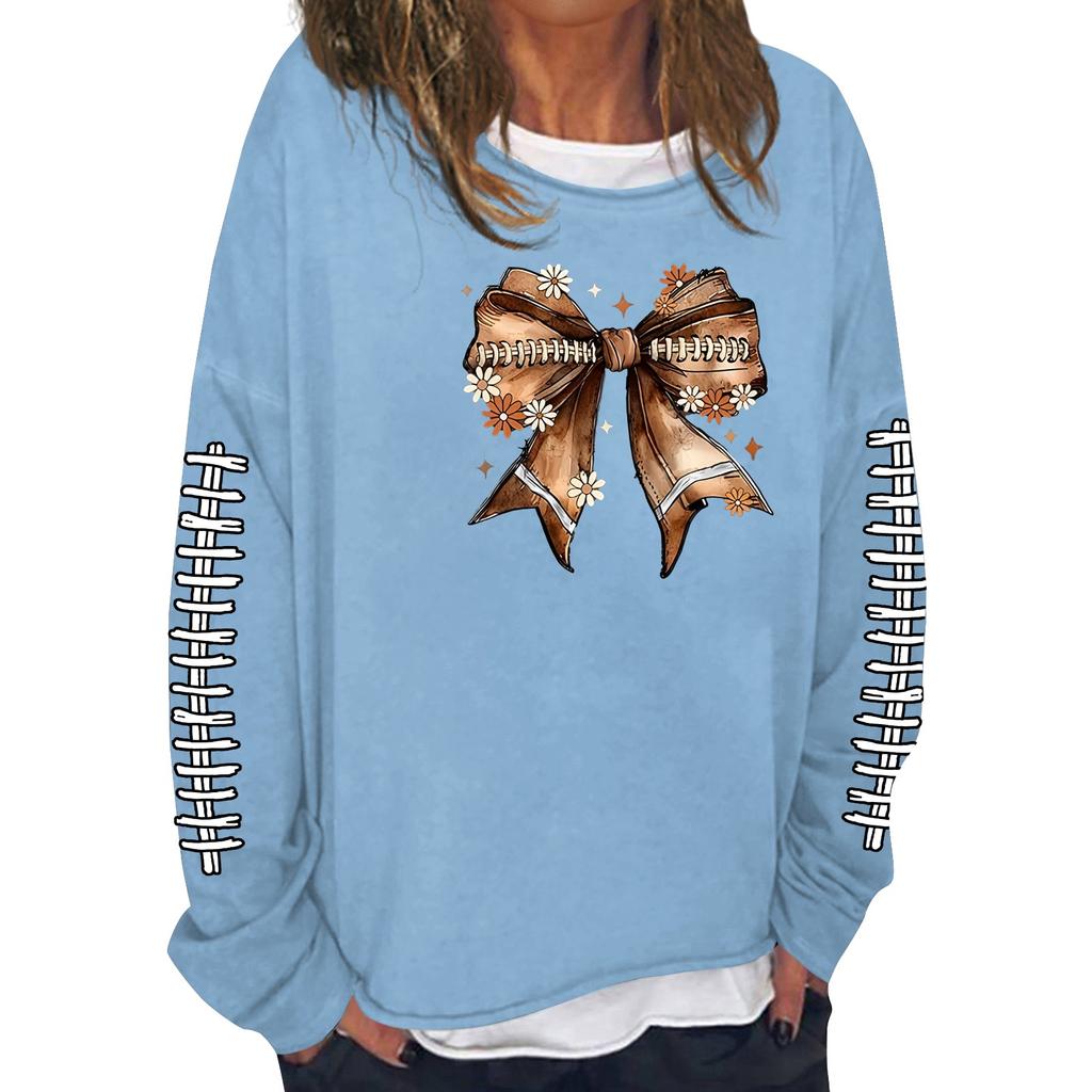 Женская модная повседневная толстовка с длинным рукавом и круглым вырезом с принтом