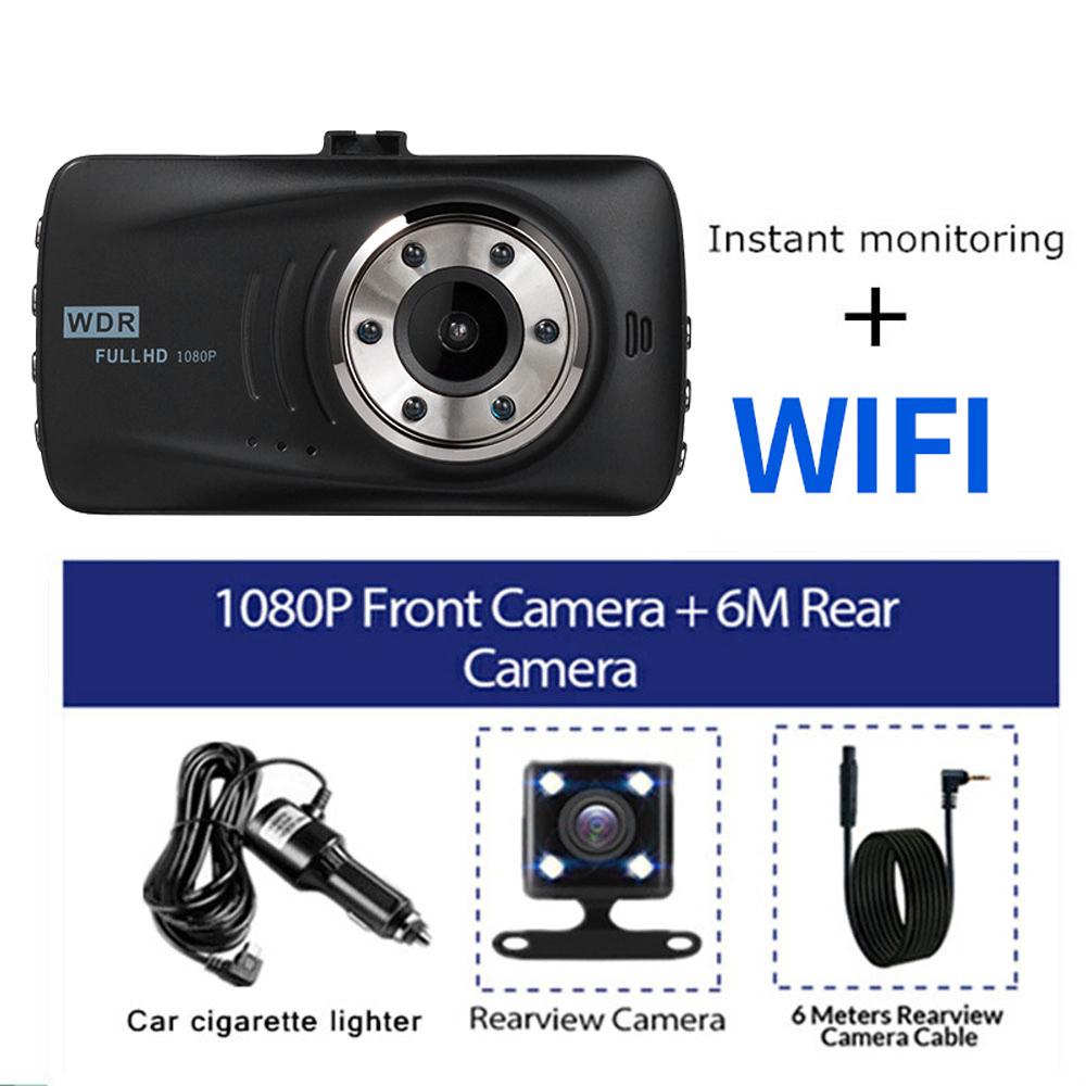 Автомобильный видеорегистратор 1080P Full HD Видеорегистратор Камера заднего вида Двойной объектив GPS WiFi Видеорегистратор Ночное видение Парковочный монитор Черный ящик