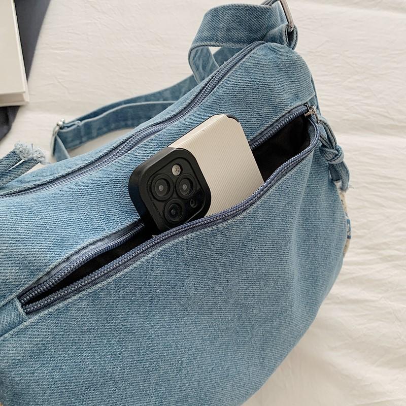 Джинсовая сумка Многосекционная сумка через плечо Женская сумка на плечо