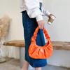 Модные плиссированные сумки с ручками для женщин, однотонные облачные сумки, сумки на ремне из искусственной кожи, сумка для подмышек, маленькая сумка-тоут для девочек, повседневная сумка