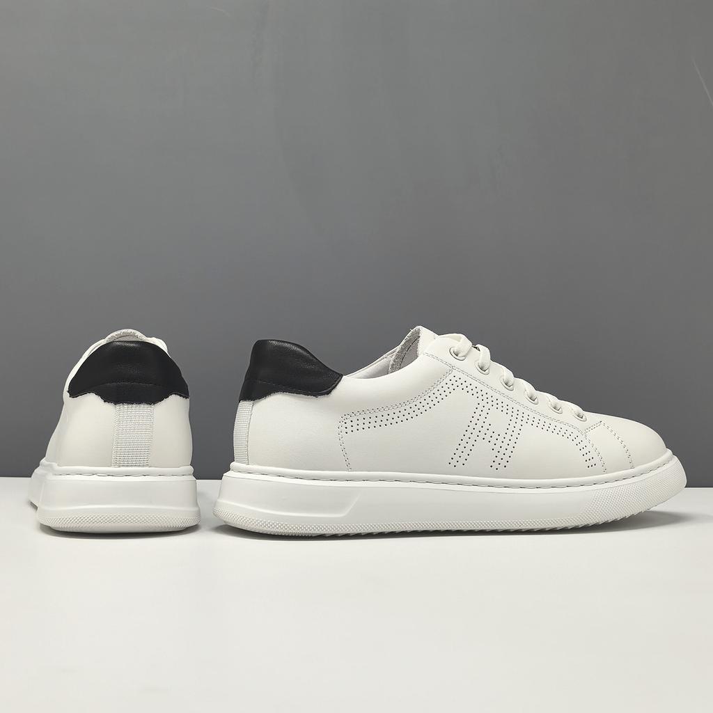 Leather Board Shoes Men'S Trendy Versatile First-Layer Cowhide White Shoes European Station Men'S One-Pedal Lazy Casual Shoes